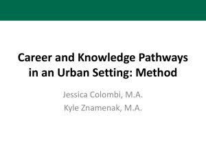 Career and Knowledge Pathways in an Urban Setting: Method Jessica Colombi, M.A.