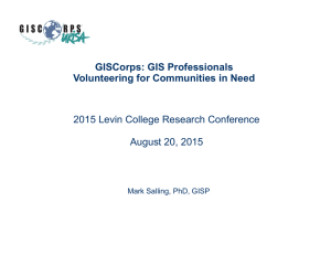 GISCorps: GIS Professionals Volunteering for Communities in Need August 20, 2015
