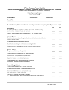 2 Year Research Project Checklist