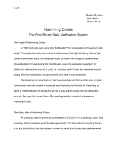 Hamming Codes The First Binary Data Verification System