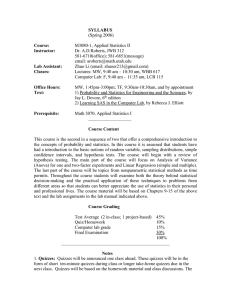 (Spring 2006) M3080-1, Applied Statistics II Dr. A.D.Roberts, JWB 312