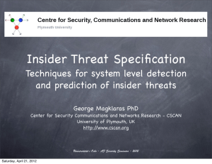 Insider Threat Specification Techniques for system level detection George Magklaras PhD
