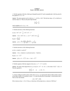 Calculus I Exam 1, Fall 2002, Answers