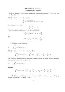 Math 1210-90 Calculus I Examination 3 Answers
