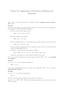 Section 9.9, Applications of Derivatives in Business and Economics