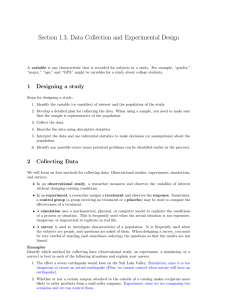 Section 1.3, Data Collection and Experimental Design