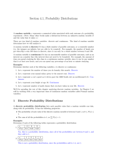 Section 4.1, Probability Distributions