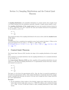 Section 5.4, Sampling Distributions and the Central Limit Theorem