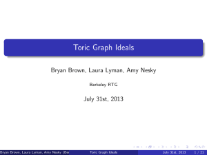 Toric Graph Ideals Bryan Brown, Laura Lyman, Amy Nesky July 31st, 2013
