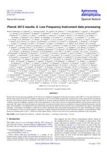 Astronomy Astrophysics Special feature Planck 2013 results. II. Low Frequency Instrument data processing