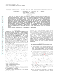 VELOCITY DISPERSIONS IN A CLUSTER OF STARS: HOW FAST COULD... ABSTRACT Since that very memorable day at the Beijing 2008 Olympics,...