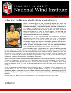 Letter from the National Wind Institute Interim Director