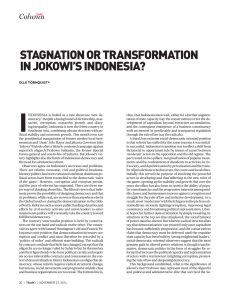 I STAGNATION OR TRANSFORMATION IN JOKOWI’S INDONESIA? Column