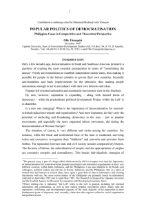 POPULAR POLITICS OF DEMOCRATISATION  1 Philippine Cases in Comparative and Theoretical Perspective