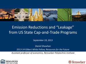 Emission Reductions and “Leakage” from US State Cap-and-Trade Programs September 19, 2013