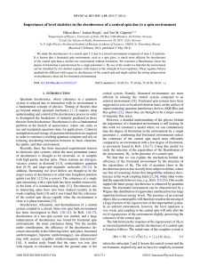 Importance of level statistics in the decoherence of a central... H˚akon Brox, Joakim Bergli, and Yuri M. Galperin