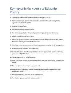 Key topics in the course of Relativity Theory