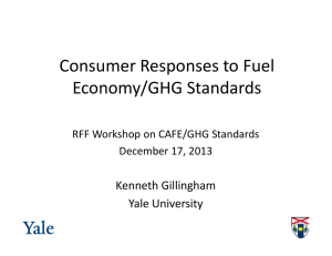 Consumer Responses to Fuel Economy/GHG Standards Kenneth Gillingham Yale University