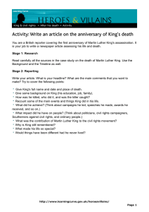 VILLAINS HEROES &amp; Activity: Write an article on the anniversary of King's death