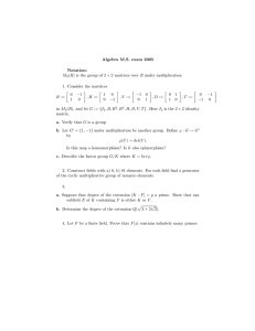 Algebra M.S. exam 2005 Notation: M