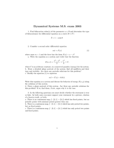 Dynamical Systems M.S. exam 2003