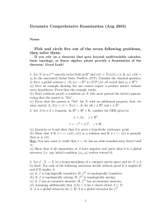 Dynamics Comprehensive Examination (Aug 2003)