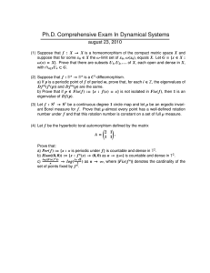 Ph.D. Comprehensive Exam In Dynamical Systems august 23, 2010