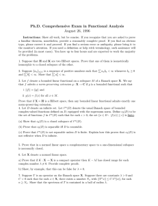 Ph.D. Comprehensive Exam in Functional Analysis August 26, 1996