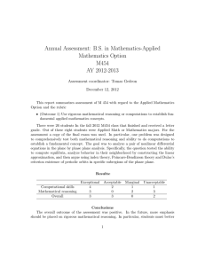 Annual Assessment: B.S. in Mathematics-Applied Mathematics Option M454 AY 2012-2013
