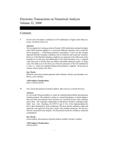 Electronic Transactions on Numerical Analysis Volume 32, 2008 Contents