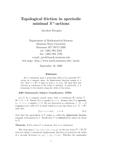 Topological friction in aperiodic minimal R -actions