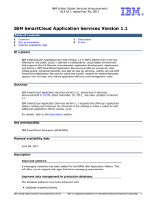 IBM SmartCloud Application Services Version 1.1 IBM United States Services Announcement