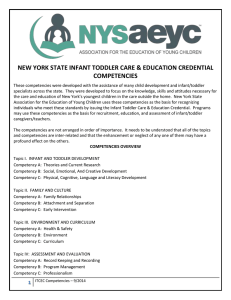 NEW YORK STATE INFANT TODDLER CARE &amp; EDUCATION CREDENTIAL COMPETENCIES