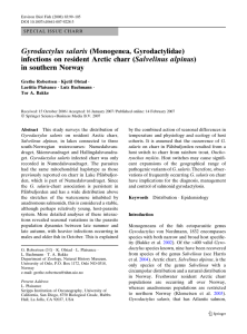 Gyrodactylus salaris (Monogenea, Gyrodactylidae) infections on resident Arctic charr (Salvelinus alpinus)