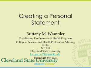Creating a Personal Statement Brittany M. Wampler