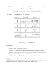 Math 1100-6 December 10, 2008 Page Final Exam Study Guide