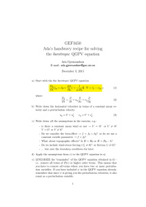 GEF3450 Ada’s handwavy recipe for solving the barotropic QGPV equation Ada Gjermundsen
