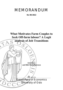 MEMORANDUM  What Motivates Farm Couples to Seek Off-farm labour? A Logit