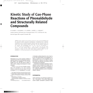 Kinetic Study of Gas-Phase Reactions of Pinonaldehyde and Structurally Related Compounds