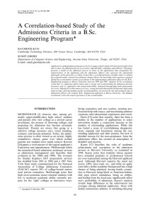 A Correlation-based Study of the Admissions Criteria in a B.Sc. Engineering Program*