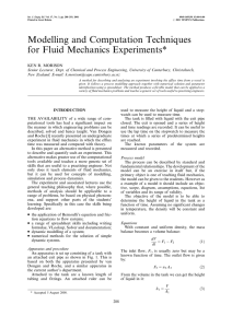 Modelling and Computation Techniques for Fluid Mechanics Experiments*