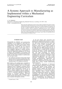 A Systems Approach to Manufacturing as Implemented within a Mechanical Engineering Curriculum