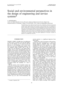 Social and environmental perspectives in the design of engineering and service systems*