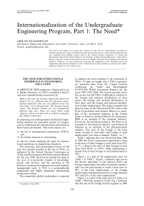 Internationalization of the Undergraduate Engineering Program, Part 1: The Need*