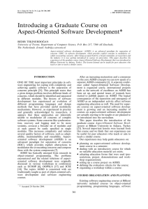 Introducing a Graduate Course on Aspect-Oriented Software Development*