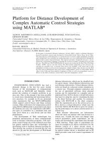 Platform for Distance Development of Complex Automatic Control Strategies using MATLAB*