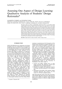 Assessing One Aspect of Design Learning: Qualitative Analysis of Students' Design Rationales*