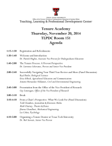 Tenure Academy Thursday, November 20, 2014 TLPDC Room 151 Agenda