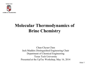 Molecular Thermodynamics of Brine Chemistry