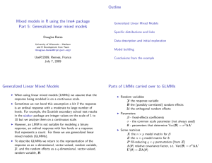 Outline Mixed models in R using the lme4 package
